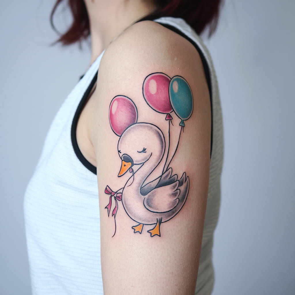 Chibi Swan with Balloons