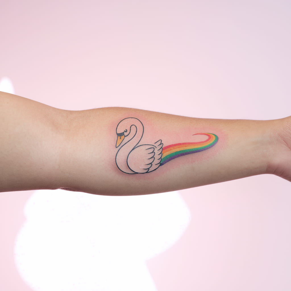 Chibi Swan with Rainbow Trail