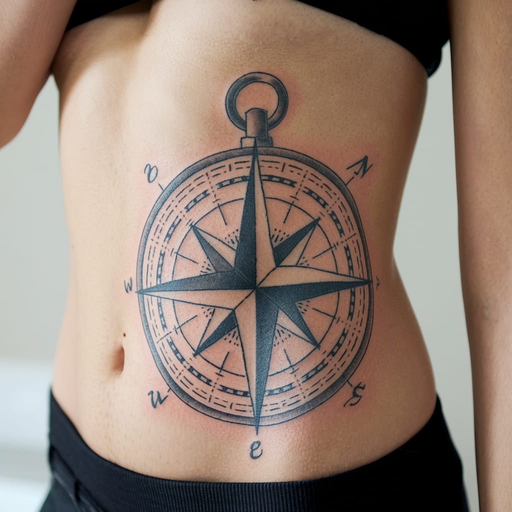 Compass Waist Tattoo