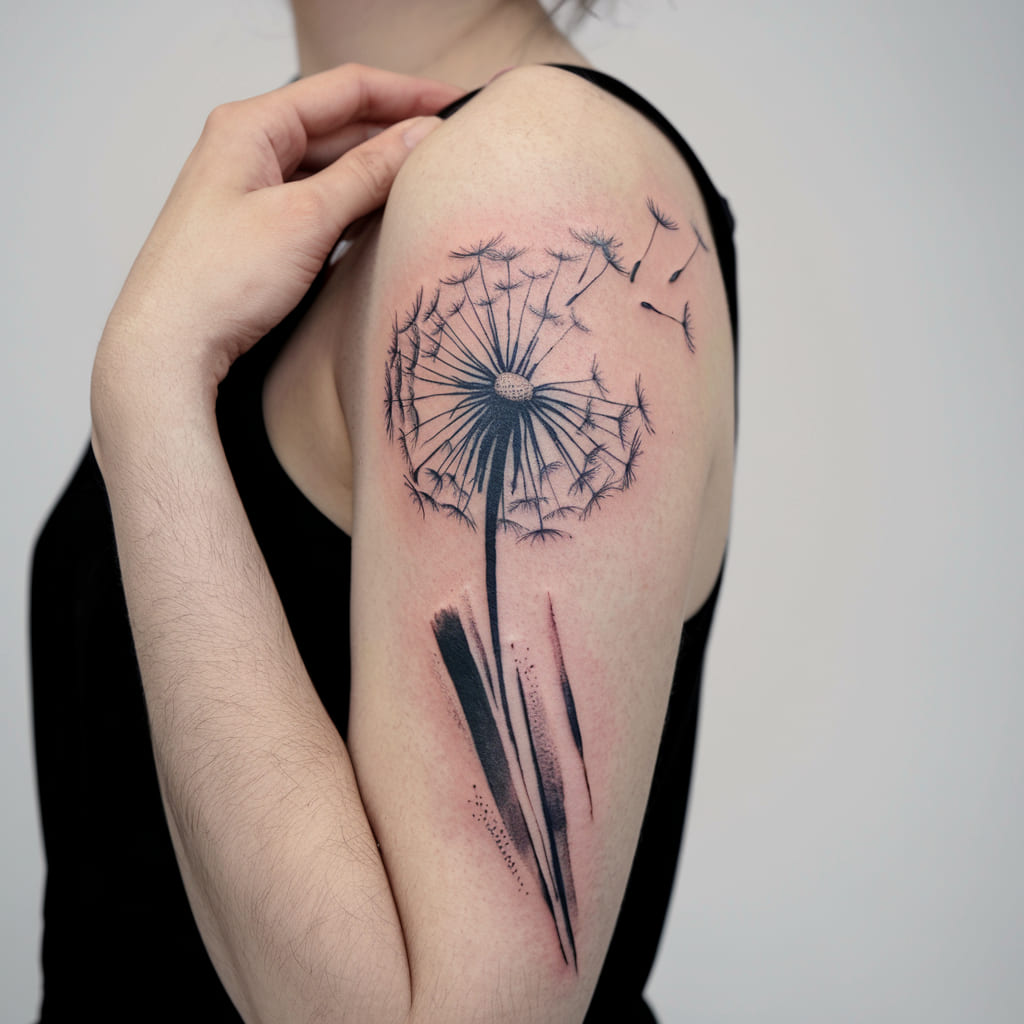 Dandelion with Brushstroke Explosion