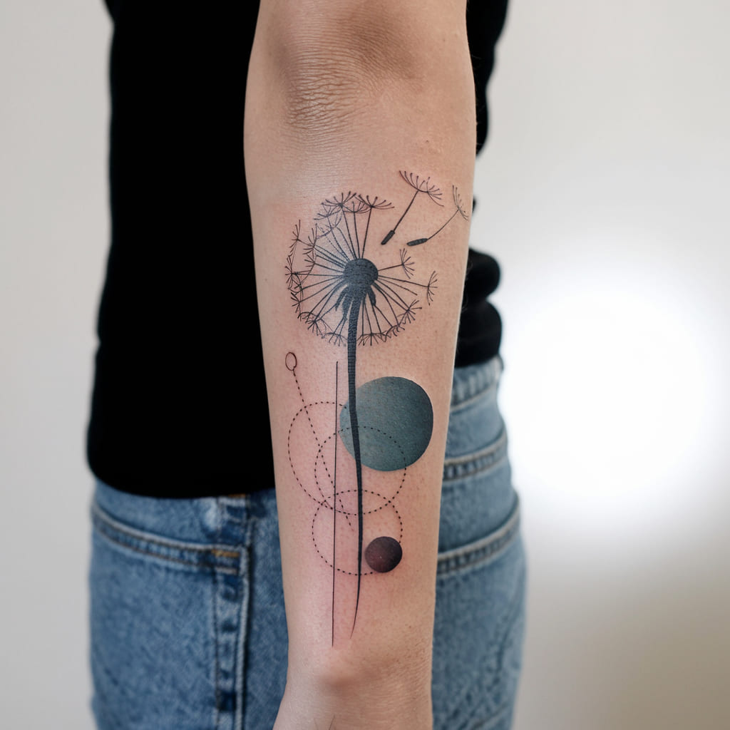 Dandelion with Geometric Shapes