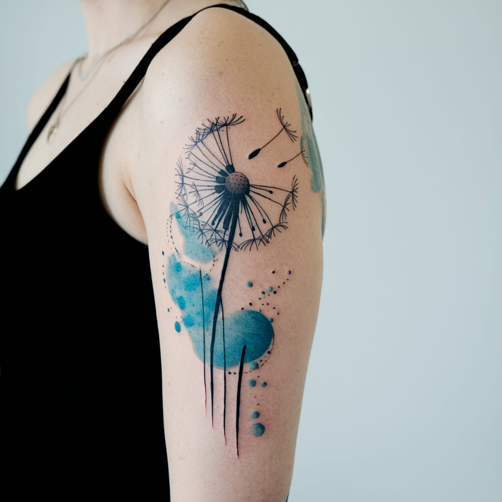 Dandelion with Ink Blots