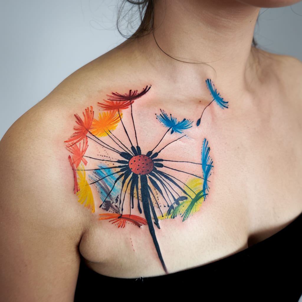 Dandelion with Vibrant Brushstrokes