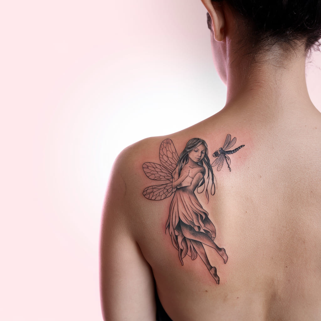 Fairy and Dragonfly Tattoo