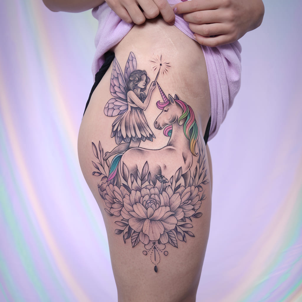 Fairy and Unicorn Tattoo