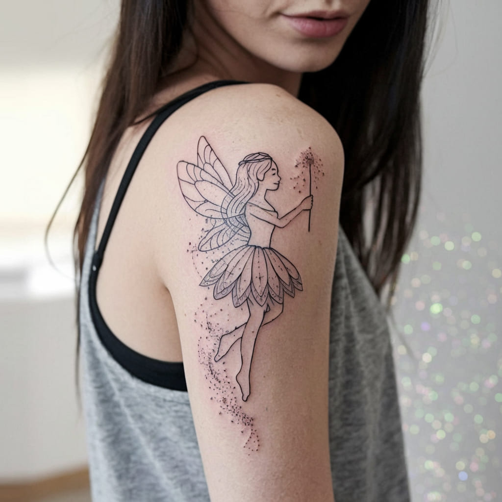 Fairy with Glitter Dust Tattoo