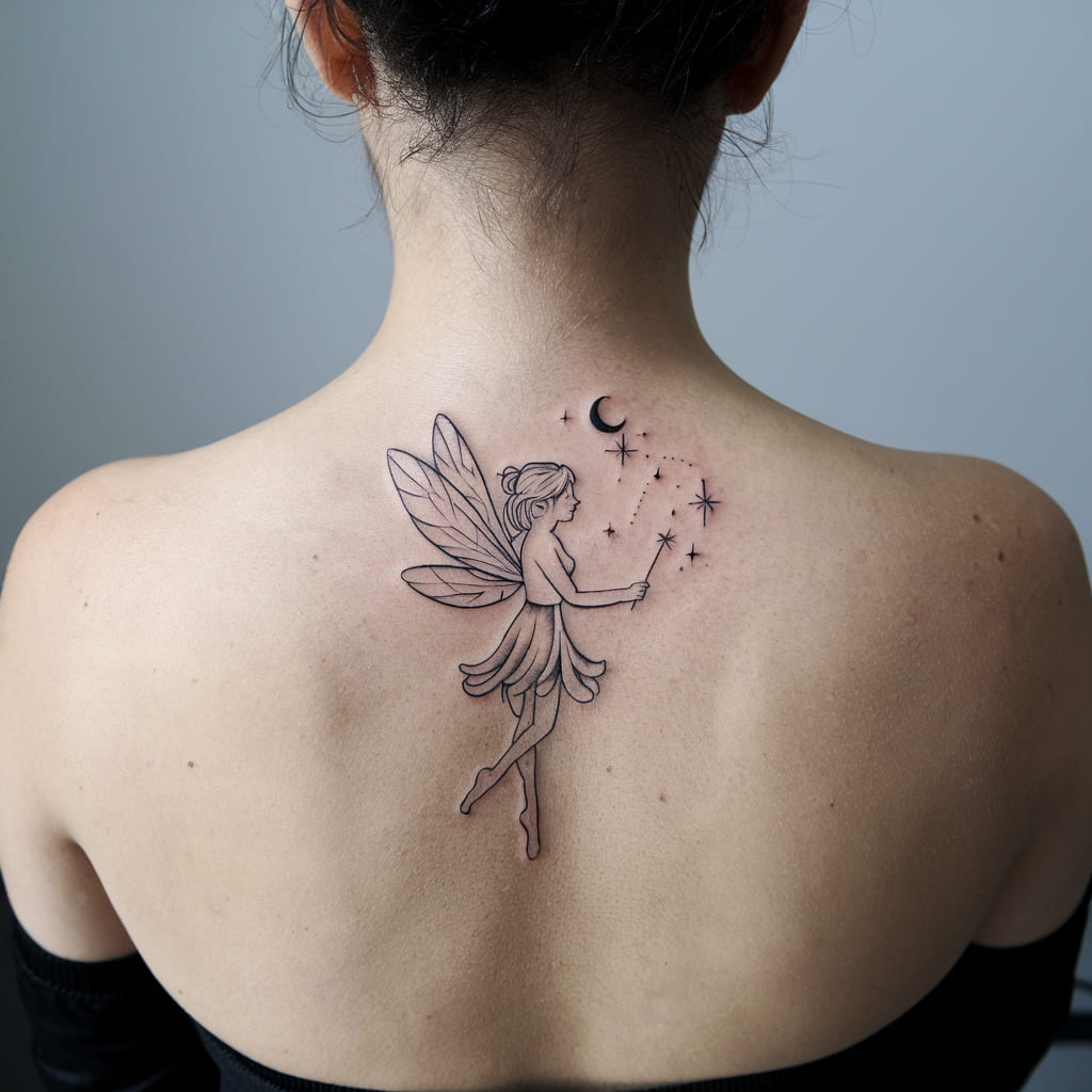 Fairy with Starry Sky Tattoo