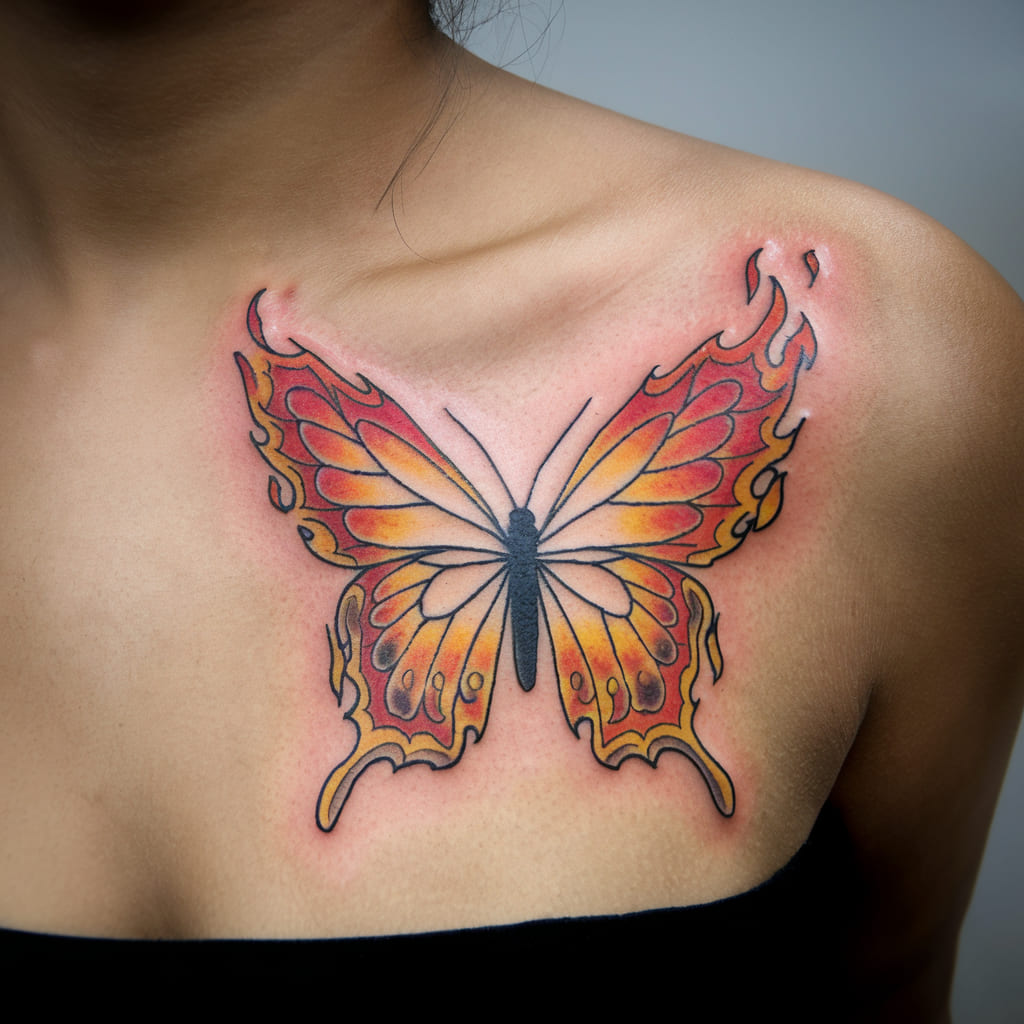 Fire Butterfly Tattoo