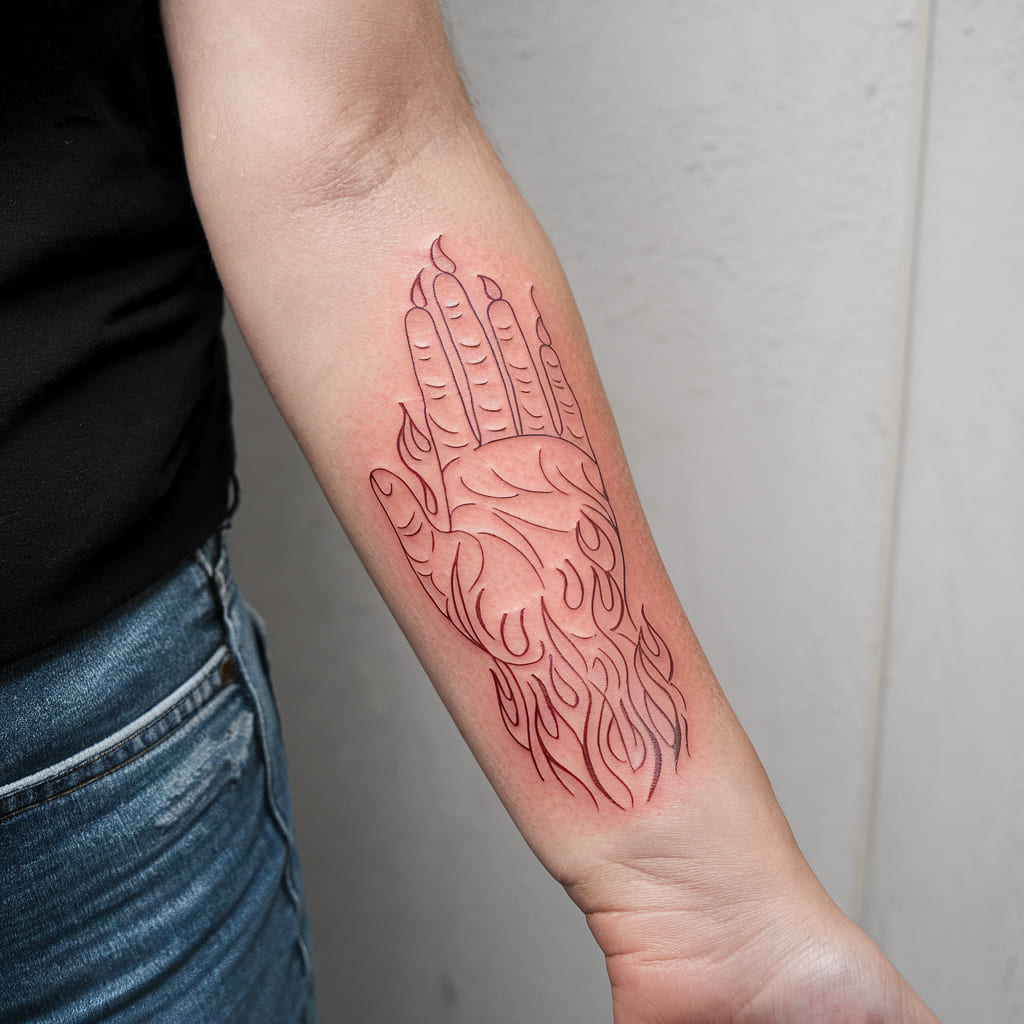 Fire Hand Tattoo