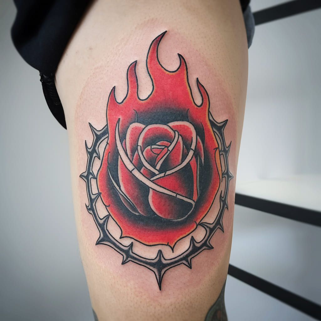 Fire Rose Tattoo