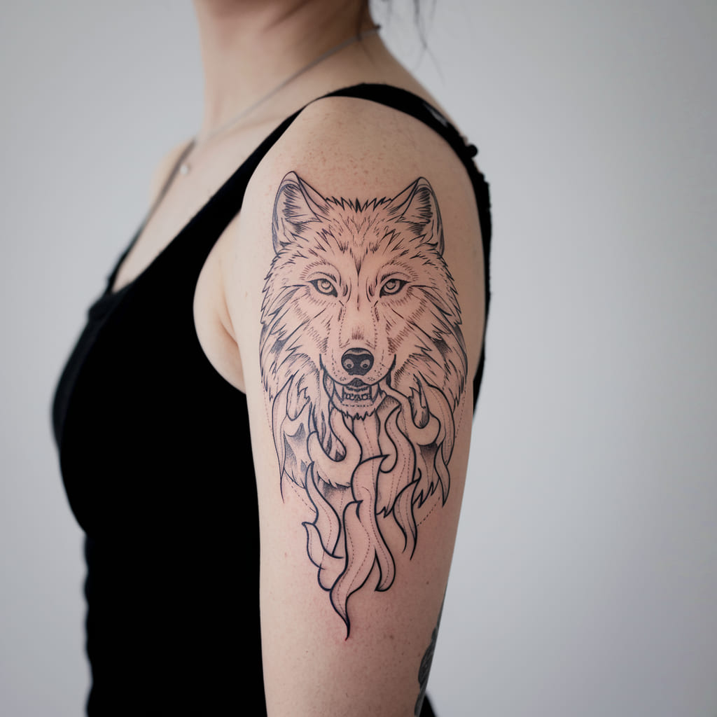 Fire Wolf Tattoo