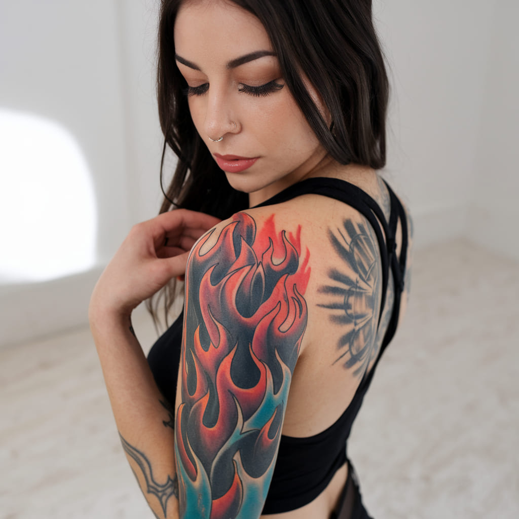 Flame Sleeve Tattoo