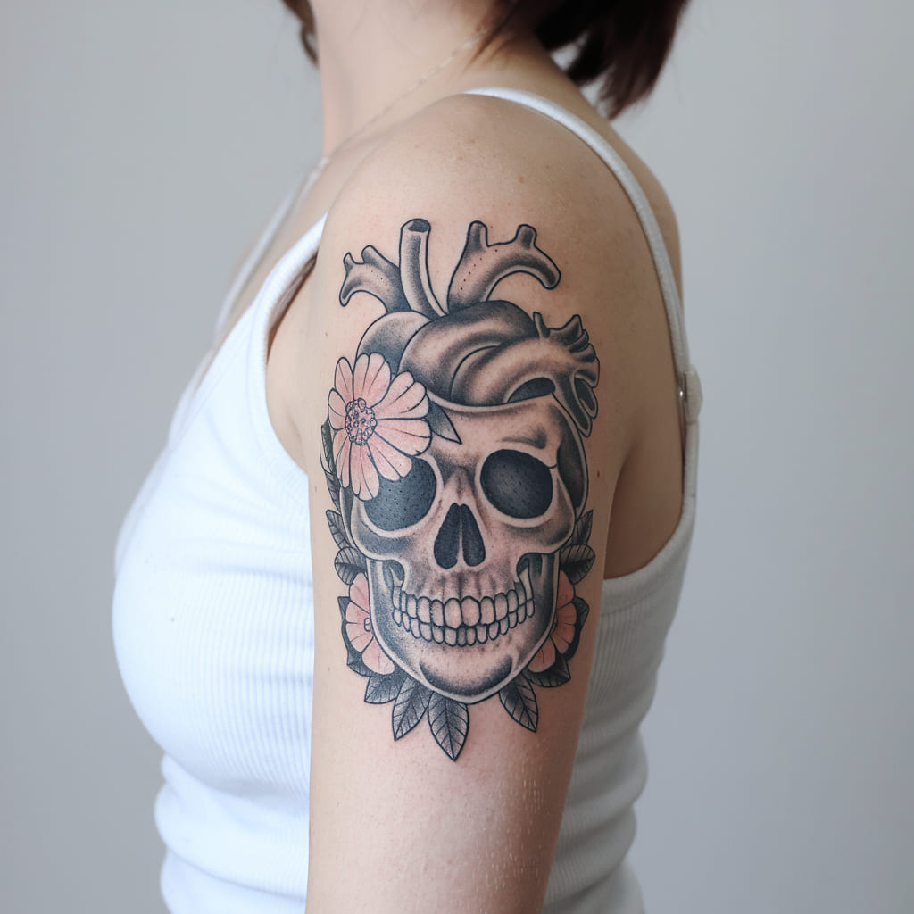 Floral Skull Heart