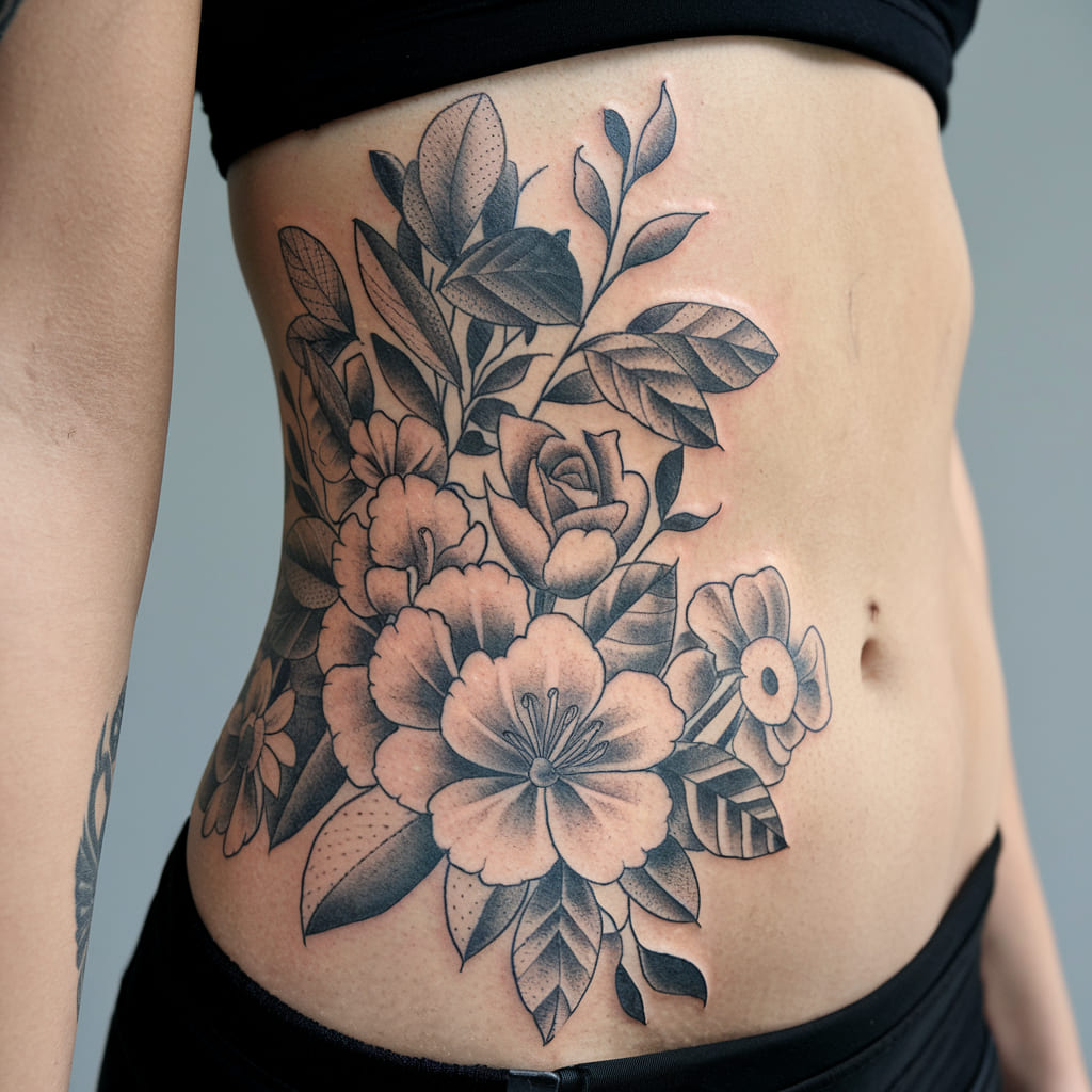 Floral Wrap Waist Tattoo