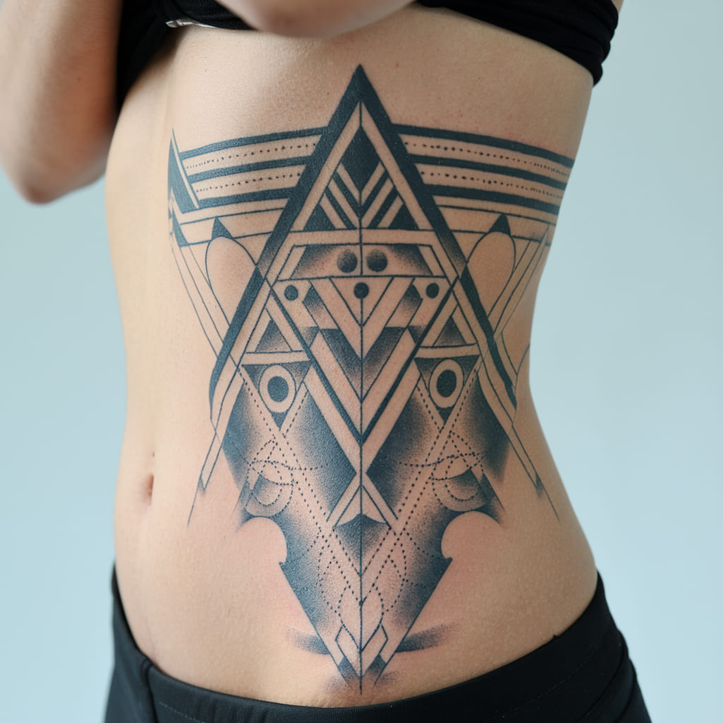 Geometric Patterns Waist Tattoo