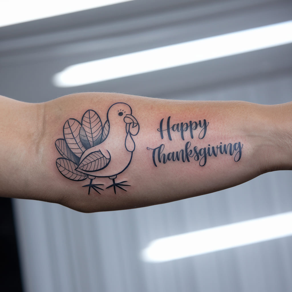 Leafy Turkey Tattoo