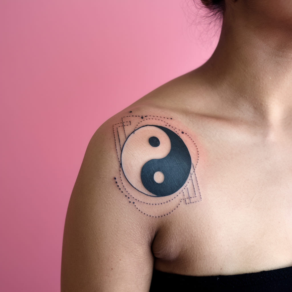 Minimalist Yin Yang with Geometric Shapes