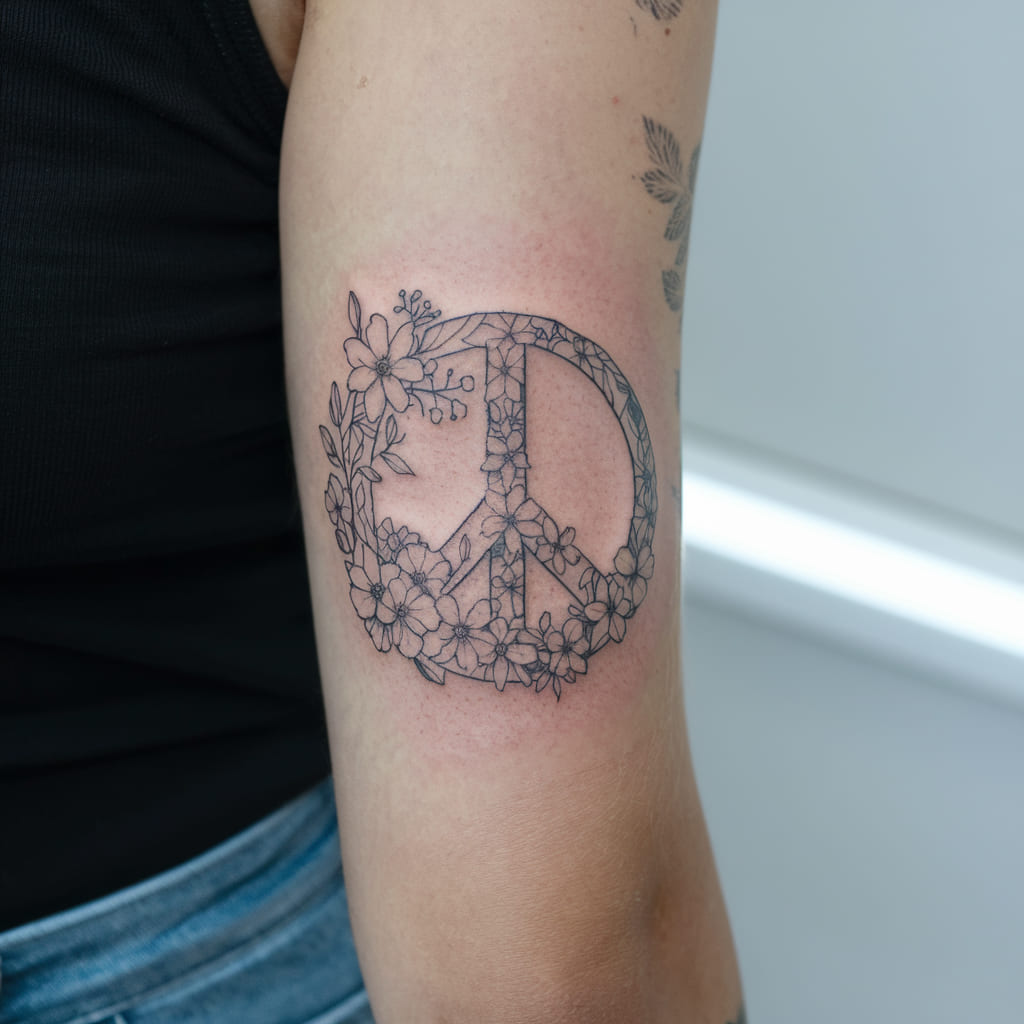 Peace Sign with Floral Design