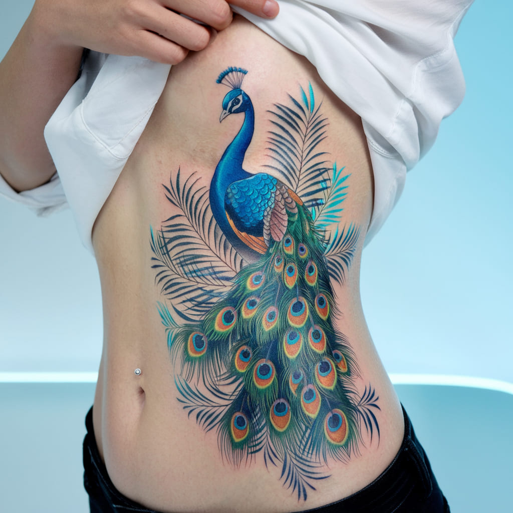 Peacock Waist Tattoo