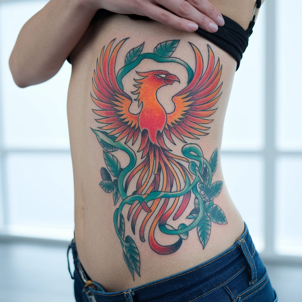 Phoenix Waist Tattoo