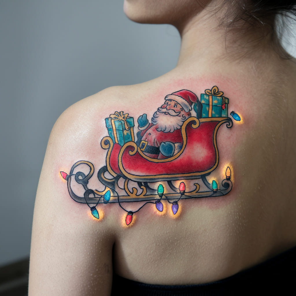 Santa Sleigh and Christmas Lights