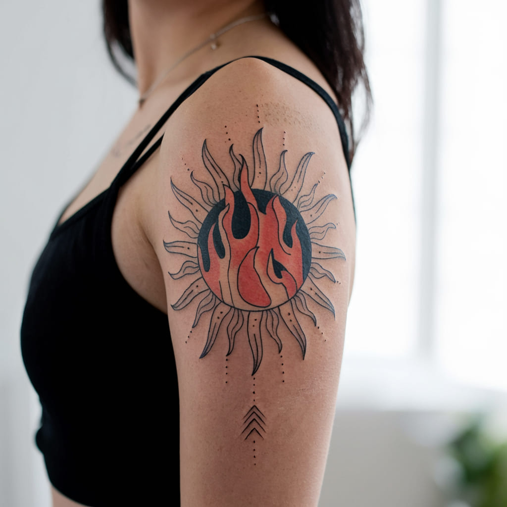 Sun and Fire Tattoo