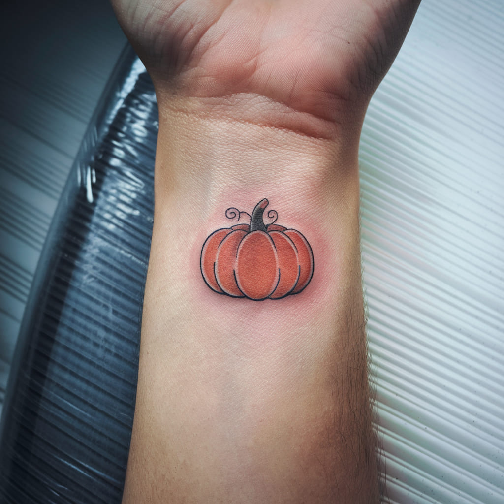 Tiny Pumpkin Tattoo