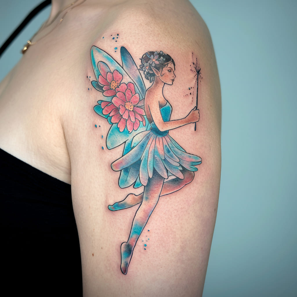 Watercolor Fairy Tattoo