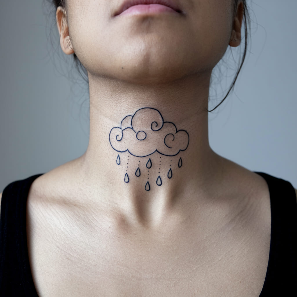 Whimsical Cloud with Raindrops