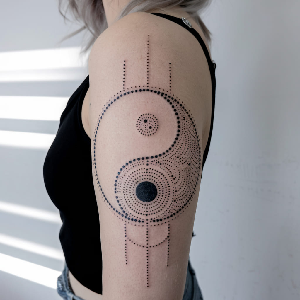 Yin Yang Dotwork Tattoo