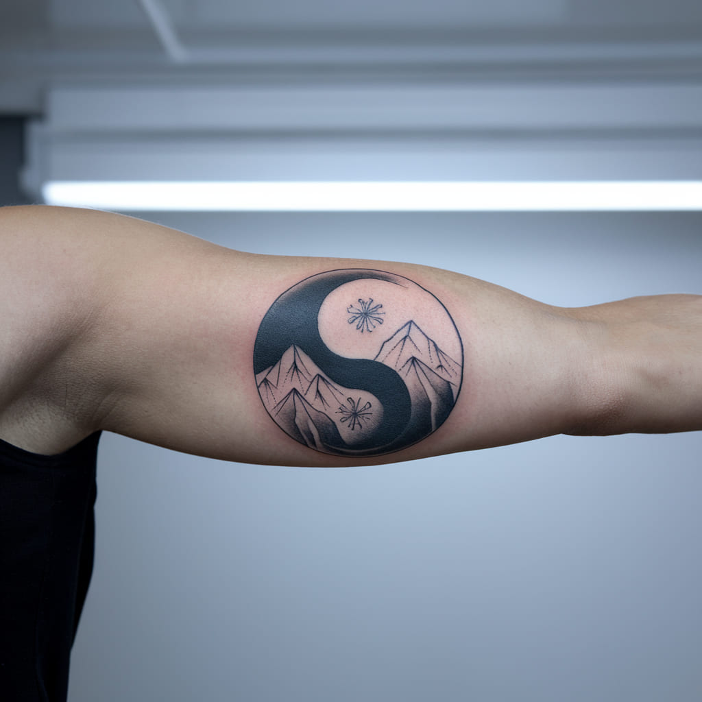 Yin Yang Mountain Tattoo