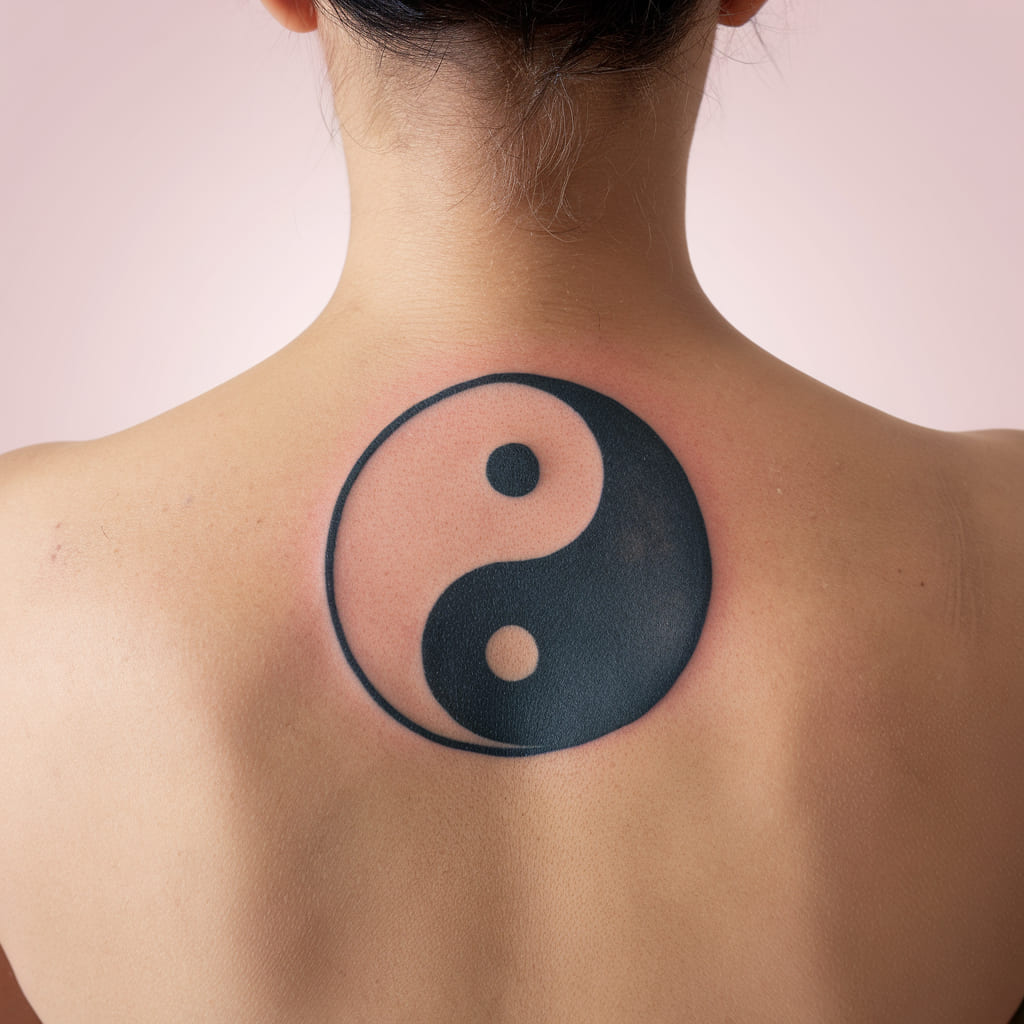 Yin Yang in a Circle Tattoo