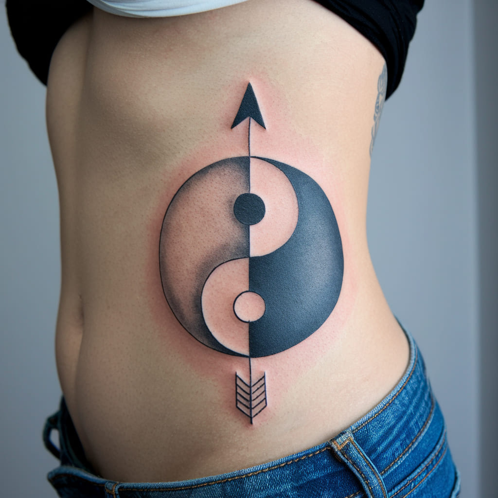 Yin Yang with Arrow Tattoo