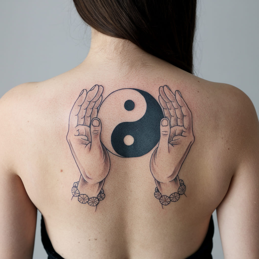 Yin Yang with Hands Tattoo